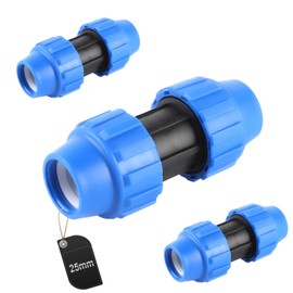 SWAWIS PP Fitting Screw Connection for PE Pipe 25 mm PE Pipe Screw Connection Plastic PP Coupling Blue Pack of 3