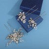 Wekicici Crystal Bride Wedding Hair Pins Floral Pearl Flower Hair