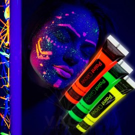 Vaga 12 Tubo Pintura Fluorescente Neon Corporal Maquillaje Luz Uv