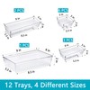 12 PCS Clear Plastic Drawer Organizer Set, 4 Sizes Makeup