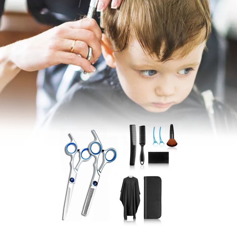 10pcs Hair Cutting Scissors Kit Thinning Trimming Stainless Steel Professional