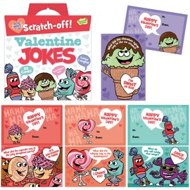 Peaceable Kingdom Valentines Cards for Kids Classroom, Set of 28 Valentines Day Gifts - Scratch off Jokes