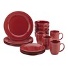 Rachael Ray Cucina Dinnerware 16-Piece Stoneware Dinnerware Set, Cranberry Red
