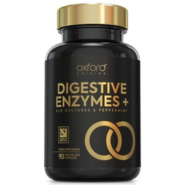 Oxford Origins Digestive Enzymes | Made in UK | Probiotics & Peppermint Oil for Gut Health, Bloating and Gas | 10-in-1 Digestive Enzyme Supplements | One Vegan Capsule per Meal | 90 Capsules