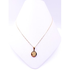 LESLIE BOULES St Michael The Archangel Stainless Steel Medal Necklace 18K Gold Plated Chain
