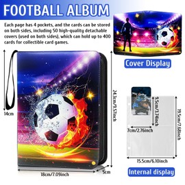 Trading Card Album, 50 Pages 400 Football Cards Folder Collector's Book Football Cards Collector Album Cards Collecting Folder Trading Cards, Compatible with All Types of Cards (B)