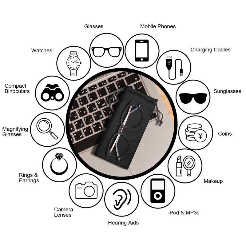 LICQIC 2Pcs Microfibre Sunglasses Soft Pouch, Ski Goggle Bag, Sunglasses