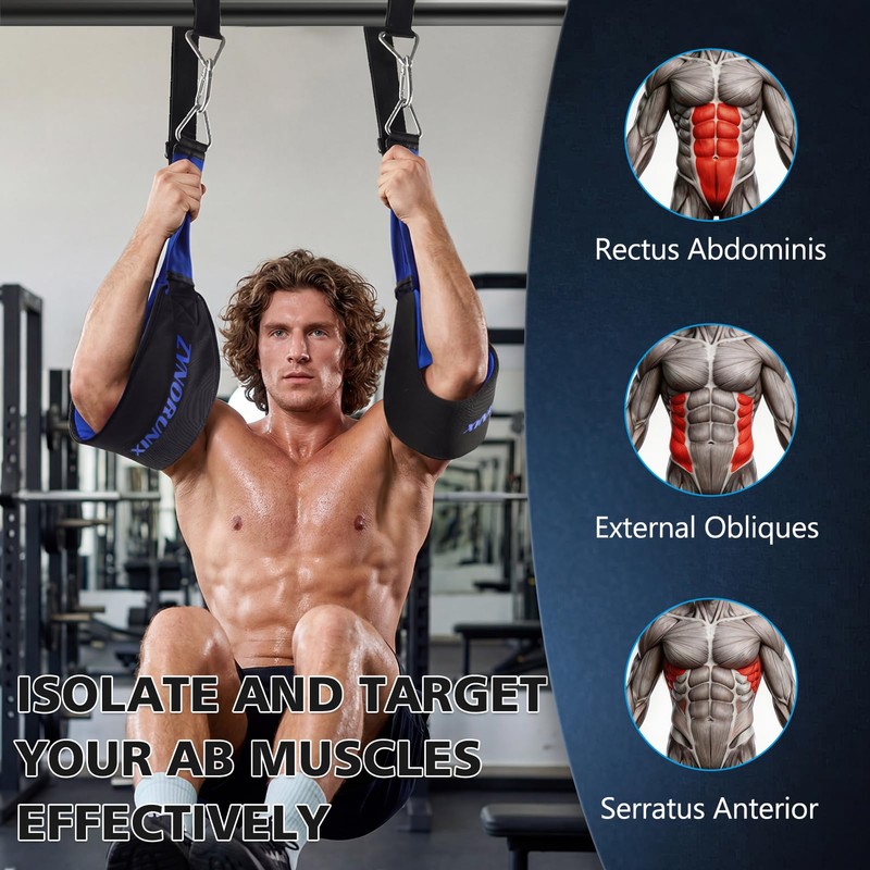 Adjustable Hanging Ab Straps with Soft Padded & D-Ring for