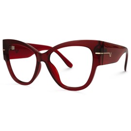 VOOGLAM Oversize Cateye Blue Light Glasses for Women Anti Eyestrain Dry Eyes Computer Phone TV Eyewear Red Elektra GJGP000256-10