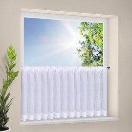 Mina Net Curtain Width 205 x Height 50 cm Modern Semi-Transparent Bistro Curtain White