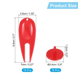 PATIKIL Golf Divot Repair Tool 18 Pieces Plastic Golf Divot Tool Golf Green Divot Fork with Ball Marker for Golf Golfer Repair Red