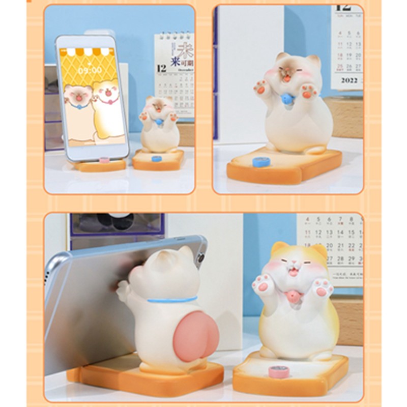 Cute Cat Cellphone Holder Resin Mini Portable Mobile Phone Stand