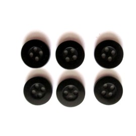 Unbranded 6/pc Buttons small Size Diameter=7/16 (11mm) Black color 4 Holes