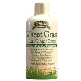 Garden Greens Wheat Grass Liquid with Real Ginger Extract, Nature's Perfect Superfood, 32 servings