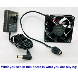NMB Fan Kit 12V 80x25mm 21 dB Whisper Quiet Ball Bearing Fan + Wall Power Supply