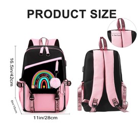 ZHIFU Teacher Backpack for Women, 16.5 Inch Laptop Backpack With USB Charging Port Large Capacity Travel Backpack,Waterproof Carry on Work Bags,Pink
