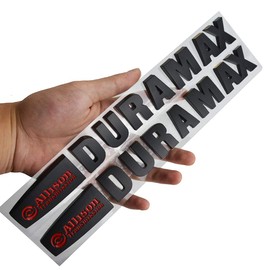 2X Allison Duramax Emblem Badge Matte Black/Red 3D Raised Strong Adhesive Fit for Silverado 2500HD 3500H (Black Red)