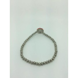 basketball Cheerleaders charm With Orange Crystals Silver Beads Stretch bracelet