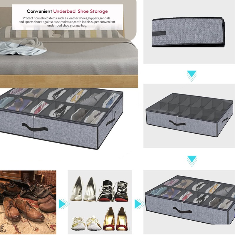 Under Bed Shoe Storage Organizer, Set of 1 Sturdy Closet