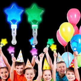 2 x Children's Luminous Magic Wand Glitter Star Magic Wand 3 Light Modes, Costume Accessories Party Stick, Children's Birthday Gifts Wand for Adults Children Girls Boys (Blue and Green)