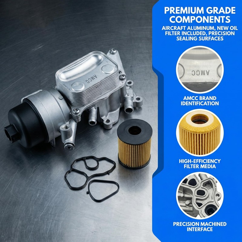 AMCC Engine Oil Cooler and Oil Filter Housing Compatible with