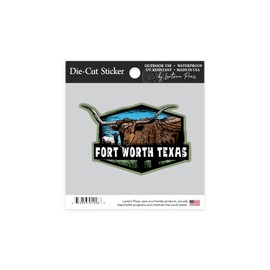 Die Cut Sticker Fort Worth, Texas, Longhorn, Scratchboard, Contour Vinyl Sticker 1 to 3 inches (Waterproof Decal for Cars, Water Bottles, Laptops, Coolers), Small