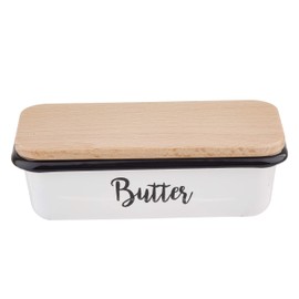 Tablecraft H80005 Enamelware Butter Dish, 6.375 x 2.875 x 2.125, White