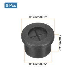 QUARKZMAN Pack of 6 Cable Grommets, 9/16 Inch (14 mm) Desk Feed-Through Flexible Rubber Plugs, Wire Hole Cover for Office, Computer, Desk, Cable Organiser, Black