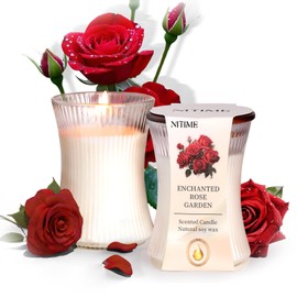 NITIME NITIME 2pcs Rose Scented Candles, 7.05oz Natural Soy Candle Gifts for Women, Medium Vertical Striped Hourglass Candle for Home Scented, Wood Wick Candles, 50 Hours Long Burning Time