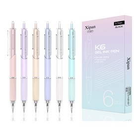 Xipan Gel Pens, 6 Pcs 0.7mm Quick Dry Black Ink Pen, Cute Ergonomic Fine Point Smooth Writing Pens, Back to School Office Supplies Fun Aesthetic Pastel Pen Gifts for Girl Student Women