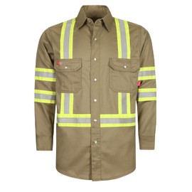 TICOMELA FR Shirts for Men High Visibility/Hi Vis Flame Resistant/Fire Retardant Shirt 6.5oz Khaki Men's Welding Shirts