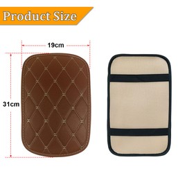 CGEAMDY Universal Leather Armrest Cushion Soft Non-Slip Waterproof Car Accessories for Suv Truck Car (Brown-Beige)