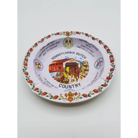 Pennsylvania Dutch Country Metal Ash Tray Souvenir Amish Sayings Hex Signs