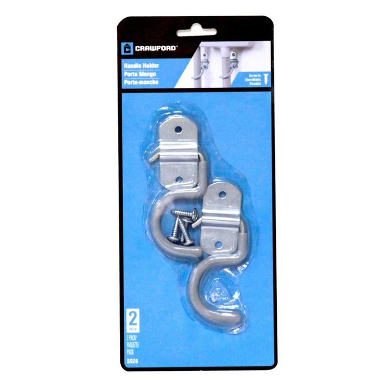 Crawford Products SS29 Handle Holder Hook, Grey, Pack of 2