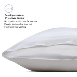 ALASKA BEAR Silk Pillowcase Envelope Closure, 22 Momme 100 Percent Overlap Mulberry Silk Pillow Case Foldover Design, Machine Washable and NO Zipper, Standard Size 50x75cm(1, Cool White)