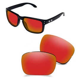 AOZAN ANSI Z87.1 Polarized Replacement Lenses For Oakley Holbrook OO9102 Sunglasses - Electric Crimson