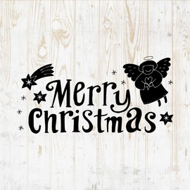 Merry Christmas Decals Peel and Stick - Wall Vinyl Decals Stickers - Happy New Year Tree Jingle Bell Snowflake Reindeer Santa Claus Angel Quote - Window Truck Laptop Tumbler - Room Decor DWSV17185