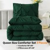 Andency Dark Green Pinch Pleated Comforter Queen(90x90Inch), 3 Pieces(1 Pintuck