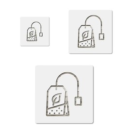 Tea Bag Drink Leaves Label Individual, quality mylar stencil pack in 3 sizes, reusable for crafts and diy projects CCSTE-20934