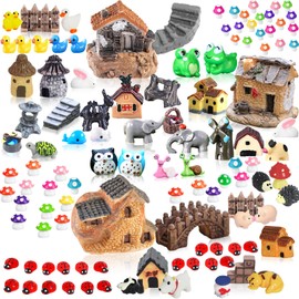 113 PCS Fairy Garden Accessories,Miniature Fairy Garden Accessories Outdoor,Fairy Garden Kit,Fairy Garden Animals, Miniature Figurines,Micro Landscape Ornaments Kit,Garden DIY Kit