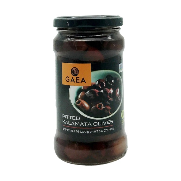 Gaea Pitted Greek Kalamata Olives - 8 Ct. 10.2 oz. Jars - Non-GMO Preservative-Free and Low Sodium Healthy Snack