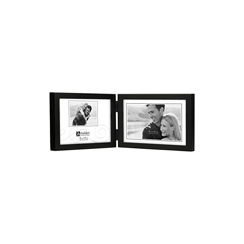 Malden International Designs Black Concept Wood Picture Frame, Double Horizontal,