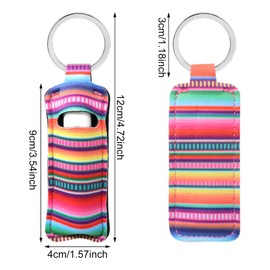 Honbay 12PCS Striped Leopard Print Red Lip Pattern Chapstick Holder Keychain Lip Balm Holder Lipgloss Holder Lipstick Holder Clip-on Sleeve Pouch for Travle or Daily Outing for Handbags Backpacks