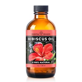 Essential Delights Hibiscus Oil Premium Cold Pressed Carrier Oil (1 oz.) | for Skin, Face, Body, Hair Revitalization |
