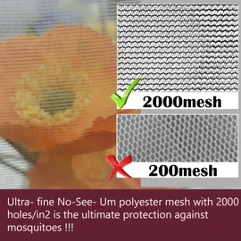 No-See-Um mesh Square Mosquito Net for King Size Bed 2 Openings Netting Mosquito Net for Beds, Finest Holes Mesh 2000 Mosquito Netting for Bed (Square King Grey Color)