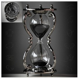 Black Antique Decorative Hourglass Sand Timer - 30 Minute, Unique Vintage 12 Constellations Metal Art Hour Glass for Office Desk Home Decor - Birthday Gift,Capricorn