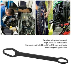 Llave universal, tuercas y pernos métricos, llave universal de doble extremo, estándar de 8-22 mm, alta dureza, 2 piezas para mejoras en el hogar (H (electroforesis negra