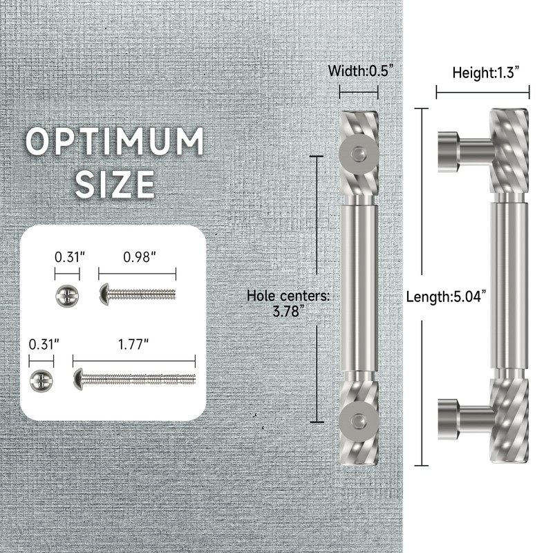 FILTA 10 Pack Brushed Nickel Cabinet Handles 3.75 Inch(96mm) Cabinet