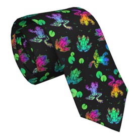 WILL BUDXEG Peace Frog Frogs Axolotl Stuff Animal Dart Frog Mens Novelty Necktie Ties Funny Neckties Fashion Neck Ties