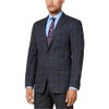 Sean John Mens Windowpane Slim Two Button Blazer Jacket, Grey,